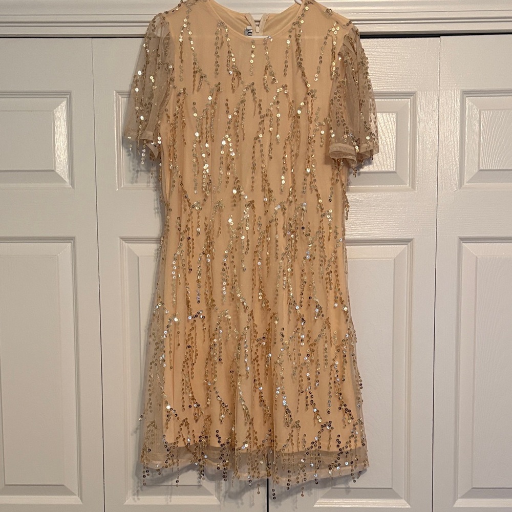 JJs House Champagne Sequin Mini Dress